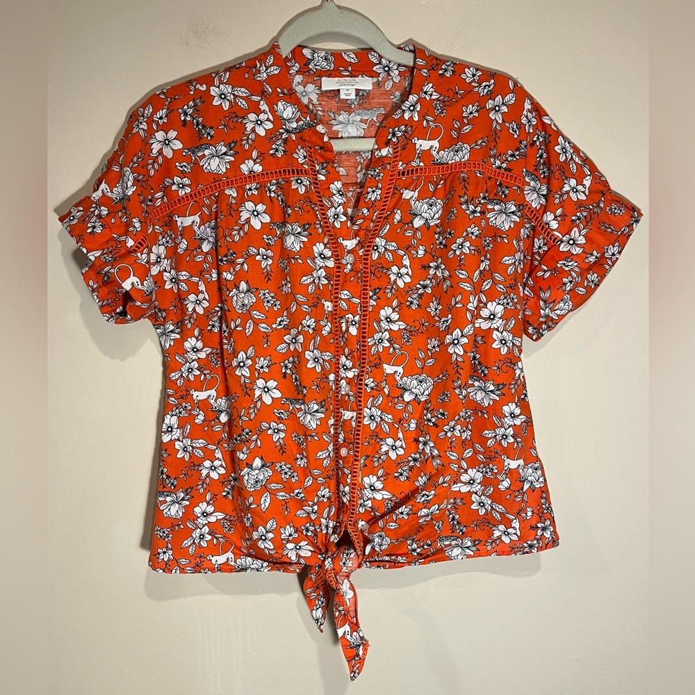 Charter Club Orange Floral Blouse
